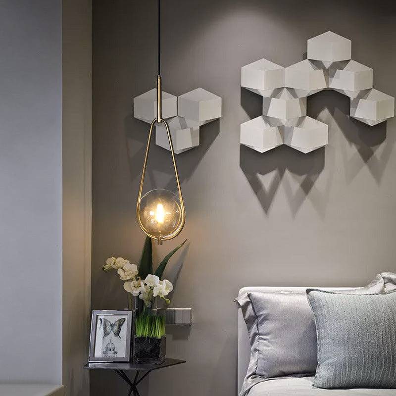 HEIKESZ Postmodern simple bedroom bedside lamp single chandelier designer Nordic personality bar restaurant glass ball chandelier lamp light fixtures for celling lights