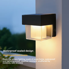 HEIKESZ Solar Wall Light Outdoor Modern Minimalist Solar Powered Wall Lamp for Garden Patio Pathway Corridor Balcony Lighting