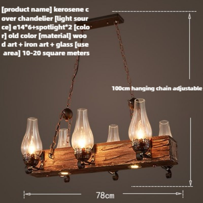 HEIKESZ American rural retro ship wood chandelier hot pot restaurant hotel bar counter bed and breakfast restaurant lamp industrial wind decorative lamp