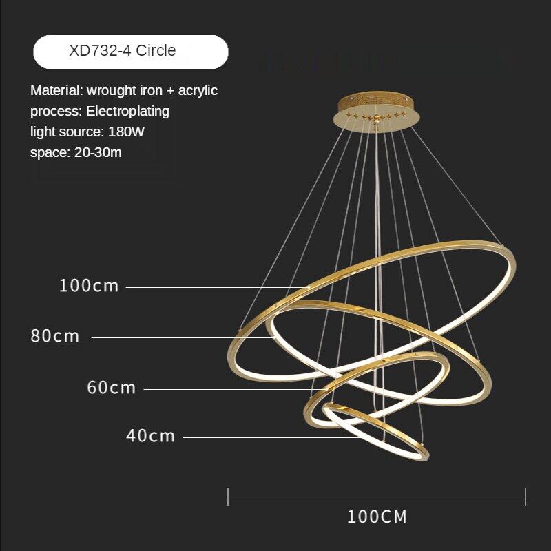HEIKESZ LED Circle Chandelier Modern Minimalist Creative Lighting for Living Room Dining Room Bar Stair Light Warm Room Lamps Ceiling Fixture