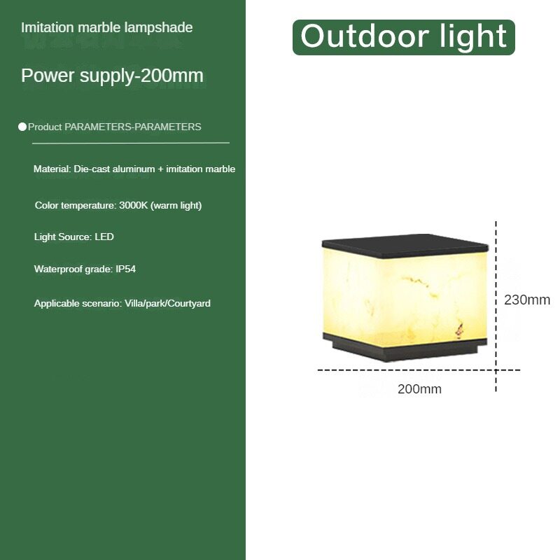 Solar Pillar Lamp Outdoor Yard Lamp Scagliola Waterproof Gate Wall Lamp Garden Decorative Pillar Door Pillar Lamp