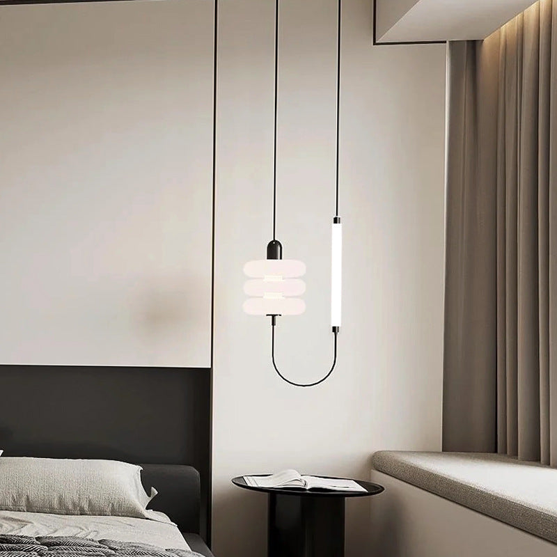HEIKESZ Factory direct sales Internet celebrity bedroom bedside glass chandelier designer minimalist dining table bar line light milk white lamp light fixtures for celling light