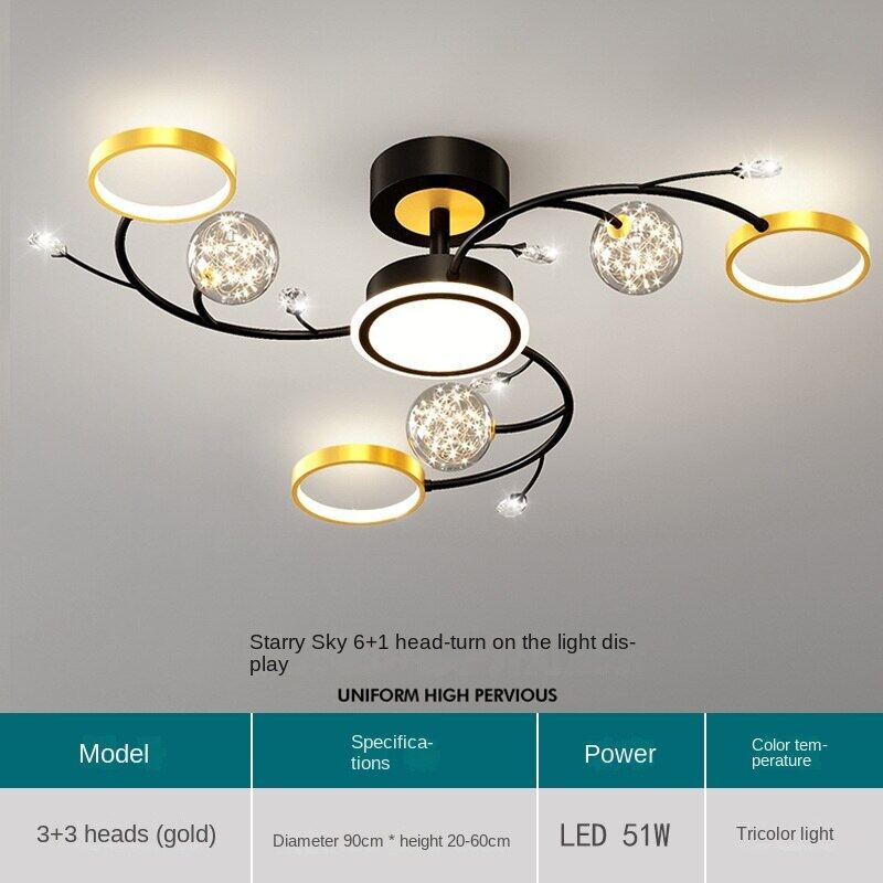 HEIKESZ Modern Starry Sky Projection Ceiling Lamp for Living Room Bedroom Coffee Shop Nordic Style Star Light