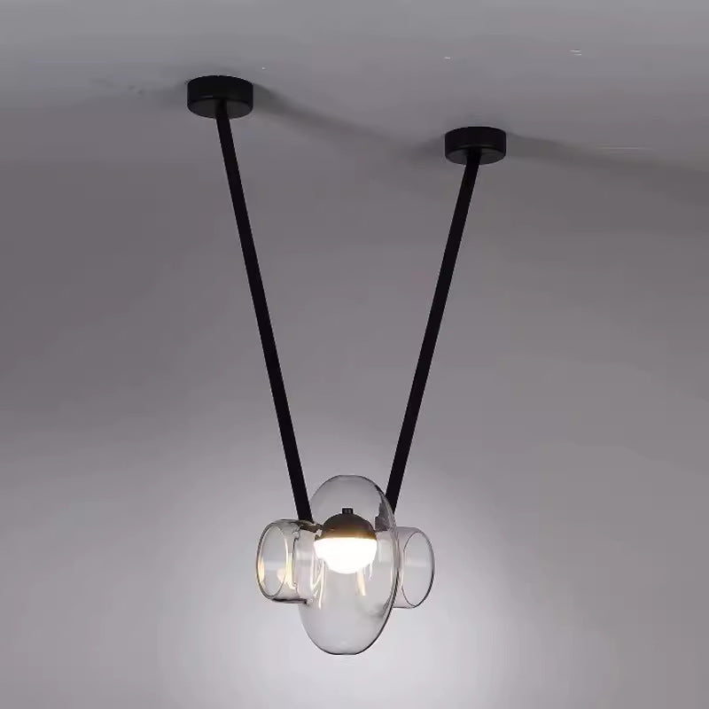 HEIKESZ Nordic new restaurant bar chandelier designer personalized creative study model room island platform belt glass chandelier lamp light fixtures for celling light