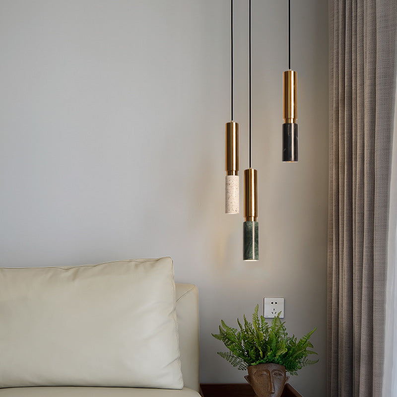 HEIKESZ Nordic Minimalist Small Droplight Modern Bedroom Bedside Lamp Marble Single Head Ceiling Light Fixtures for Living Room