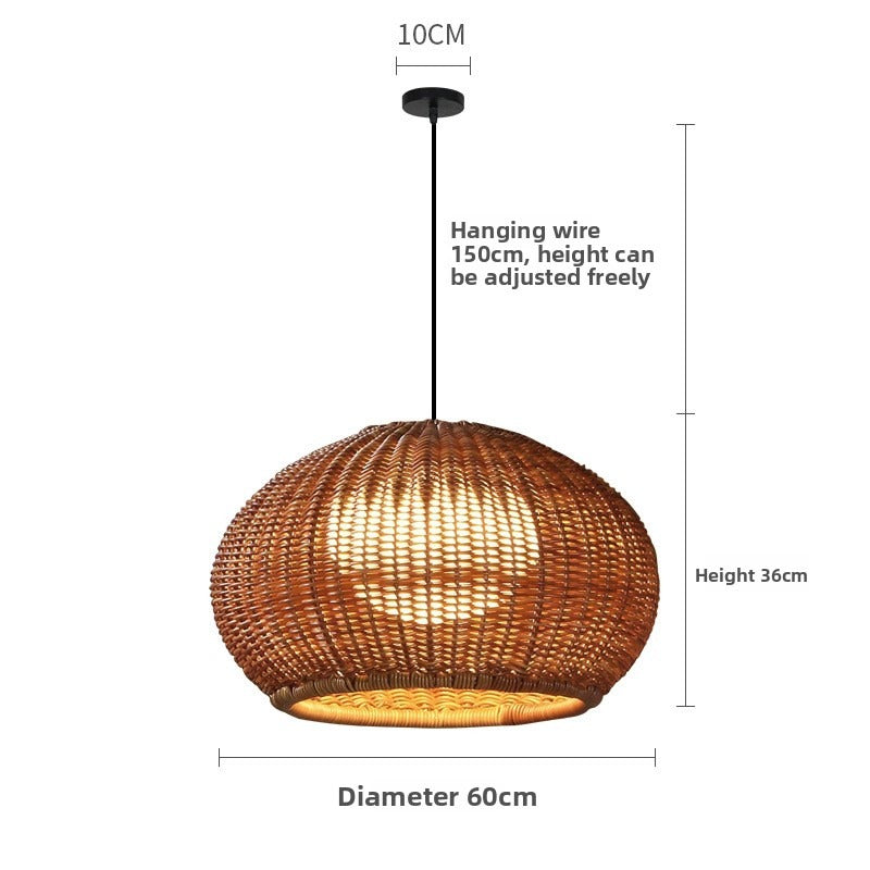HEIKESZ Chinese Style Outdoor Ceiling Light Rattan Pendant Lamp for Garden Villa Courtyard Restaurant Farmhouse Landscape Lighting
