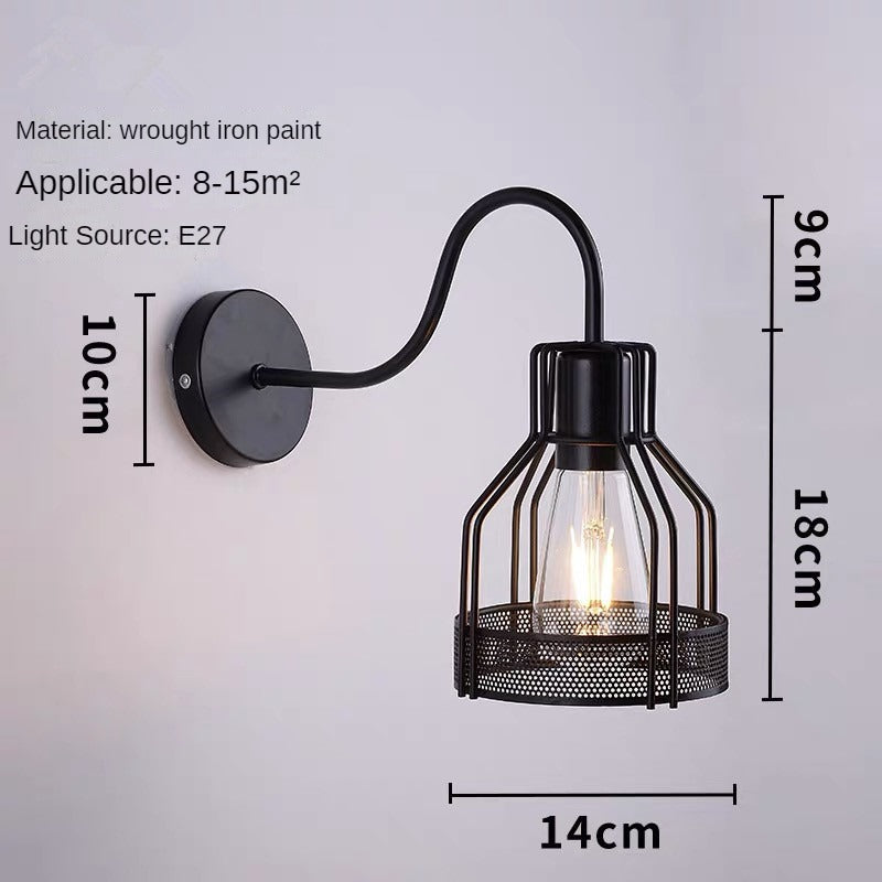 HEIKESZ Loft Vintage Industrial Style Pot Cover Wall Lamp American Simple Iron Wall Lamp Aisle Corridor Warehouse Balcony Dining-Room Lamp LED Light for Bedroom Night Aesthetic Room Lamp