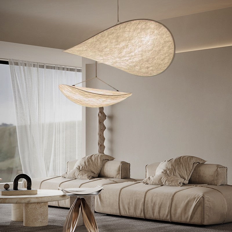 HEIKESZ Japanese Style Chandelier Simple Bedroom Light Nordic Art Silk Cloth Designer Famous Restaurant Tea Room Lighting