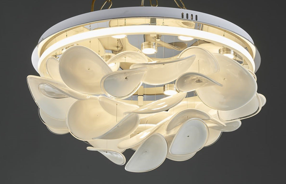 HEIKESZ Nordic Ceiling Lamp Modern Cream French Living Room Bedroom Light Creative Lotus Leaf Designer Dining Room Lamp