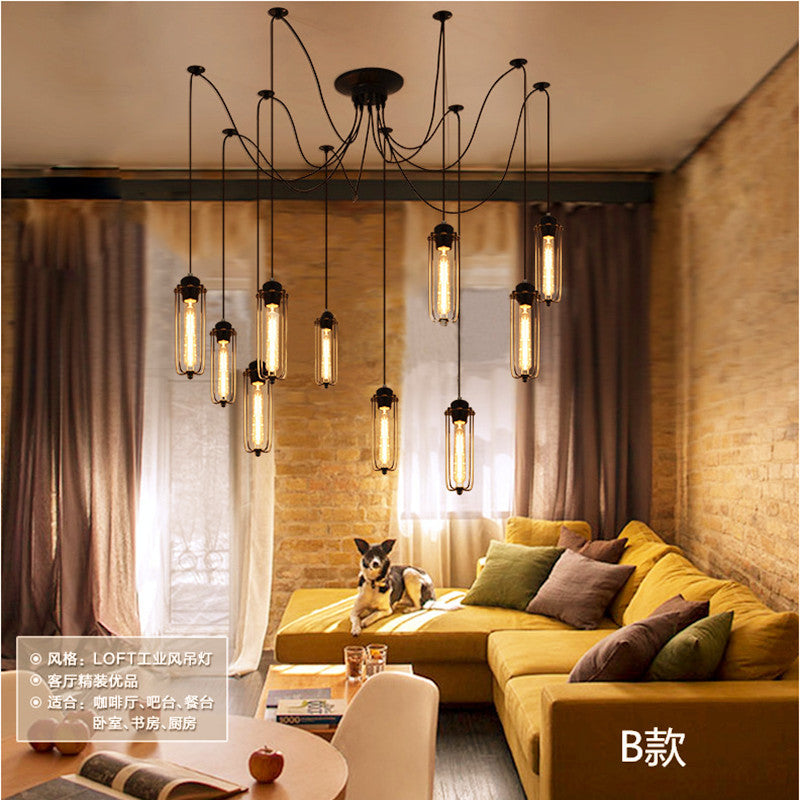 HEIKESZ LOFT Industrial Style Iron Cage Pendant Lamp Living Room Dining Room Coffee Shop Vintage Clothing Store Bar Bar Internet Bar Restaurant Decoration Lamp LED Light for Bedroom Night Aesthetic Room Lamp