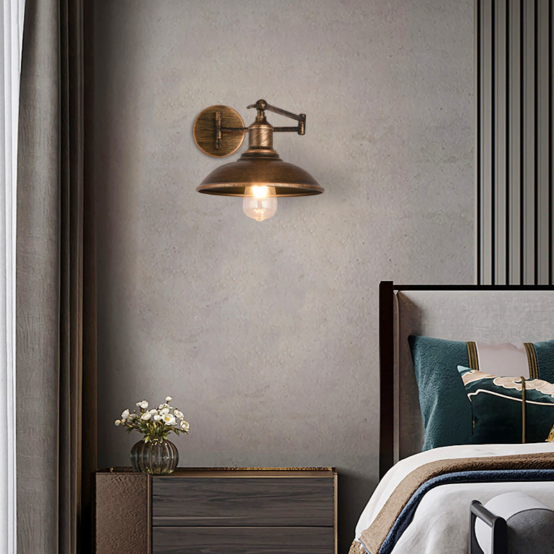 HEIKESZ In Chinese Antique Style Rocker Arm Wall Lamp Bedroom Bedside Lamp Retractable Folding Study Reading Lamp in the Living Room American Standard European Standard Wall Lamp