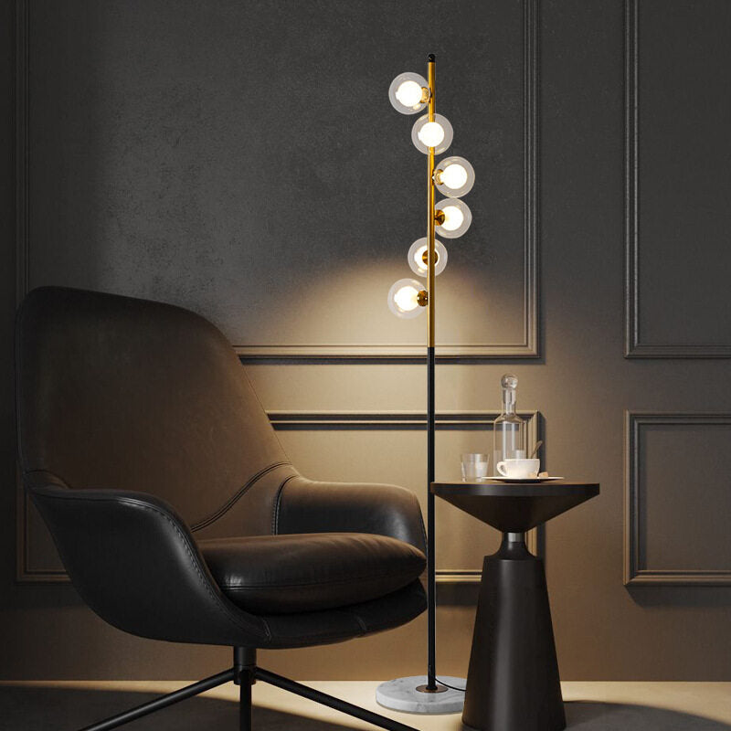HEIKESZ Nordic Magic Beans Fall Floor Lamp Creative Marble Molecule Light Luxury Vertical Simple Sofa Lamp for Living Room