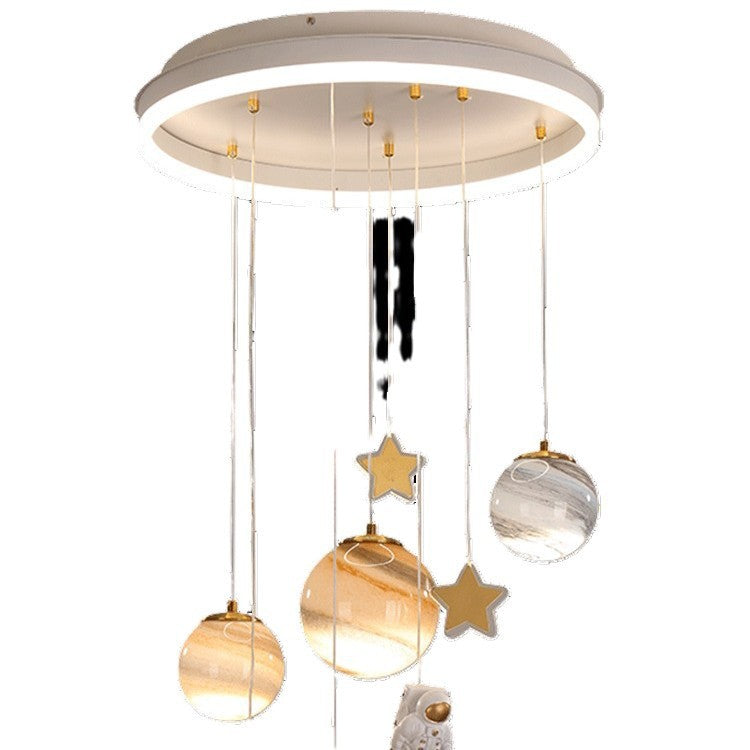 HEIKESZ Kids Room Ceiling Light Nordic Creative Cartoon Earth Astronaut Space Planet Lamp for Boys Girls Bedroom