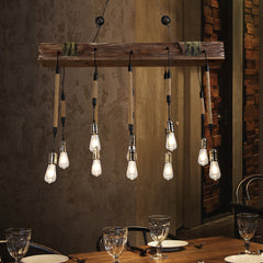 HEIKESZ American Retro Industrial Style Chandelier Restaurant Bar Bar Table Restaurant Lamps Balsa Boat Wood Distressed Strip Multi-Head Light LED Light for Bedroom Night Aesthetic Room Lamp