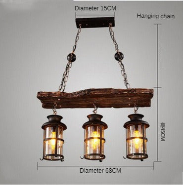 HEIKESZ American Retro Industrial Style Restaurant Coffee Shop Boat Wooden Chandelier Creative Bar Restaurant Box Nostalgic Wood Lamps LED Light for Bedroom Night Aestitic Room Lamp