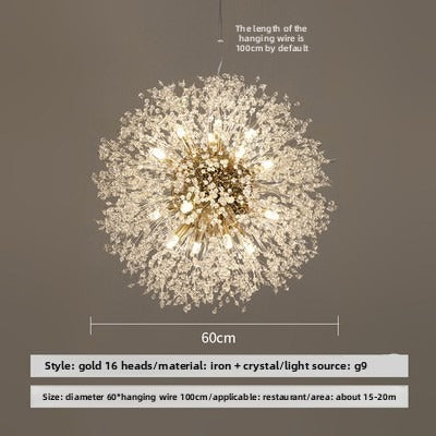 HEIKESZ Dandelion Fireworks Chandelier Crystal Dining Room Light Modern Minimalist Bedroom Bar Clothing Store Window