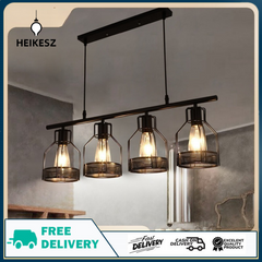 HEIKESZ Industrial Style Creative Living Room Restaurant Bar Table Chandelier Vintage Iron Lamp Hot Pot Milk Tea Shop Multi-Head in-Line Lamps Led Light for Bedroom Night Aesthetic Room Lamp