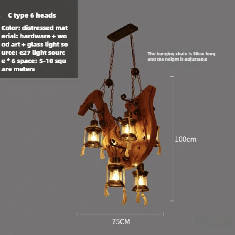 HEIKESZ Retro boat wood chandelier industrial style American restaurant wine bar barber clothing store Internet cafe clear bar lamps