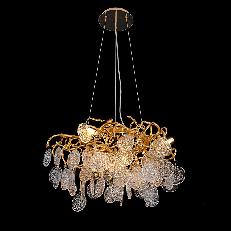 HEIKESZ Modern Minimalist Aluminum Glass Chandelier Nordic Style for Living Room Dining Room Bedroom Villa Lighting