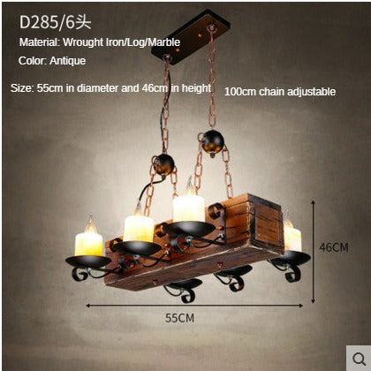 HEIKESZ American Retro Industrial Style Restaurant Coffee Shop Boat Wooden Chandelier Creative Bar Restaurant Box Nostalgic Wood Lamps LED Light for Bedroom Night Aestitic Room Lamp