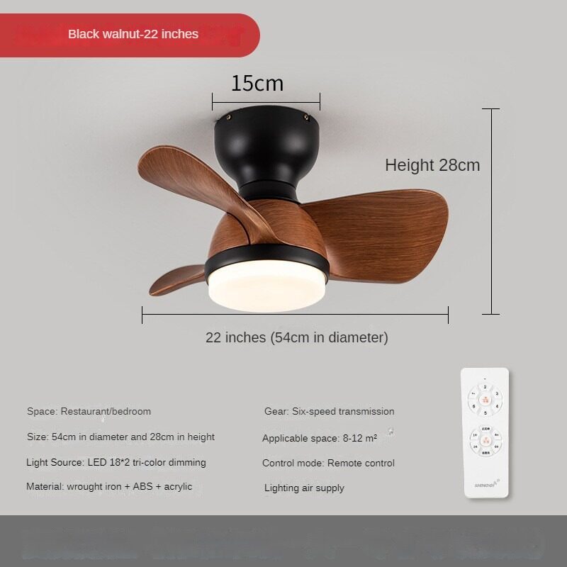 HEIKESZ Nordic 22-inch Ceiling Fan with Light Remote Control Modern Minimalist Design for Bedroom Dining Room Home