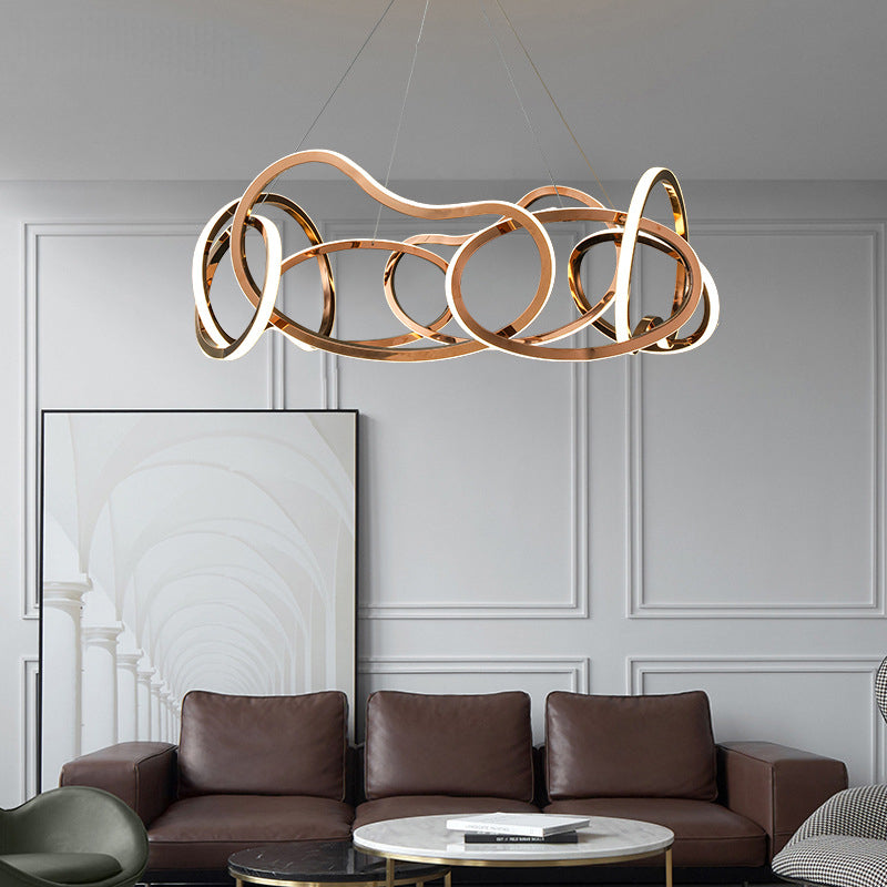 HEIKESZ Modern Simple Chandelier Light Luxury Living Room Dining Room Bedroom Creative Ring Pendant Lamp