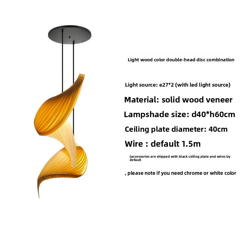 HAIKESZ Japanese Style Loft Staircase Pendant Light Creative Long Line Ceiling Lamp for Living Room Dining Art Wooden Lighting
