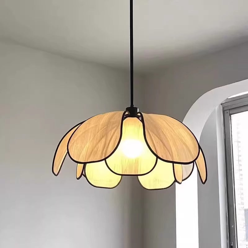 HEIKESZ French cream wind chandelier Nordic simple dining room living room bedroom Japanese medieval art advanced petal lamp light fixtures for celling lights