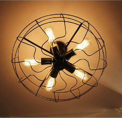 HEIKESZ Retro Industrial Style Chandelier Creative Restaurant Iron Droplight Fan round Loft Chandelier american style retro outdoor indoor retro bedroom lamp american-style Industrial wind