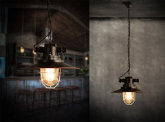 HEIKESZ Loft Creative Personality American Retro Industrial Style Country Warehouse Bar Counter Single-Head Restaurant Iron Glass Cover Lamp american style retro outdoor indoor retro bedroom lamp american-style Industrial wind