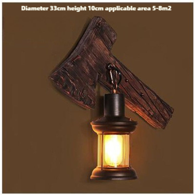 HEIKESZ American retro boat wood wall lamp restaurant shop lamp loft industrial style creative bar counter aisle nostalgic lamp