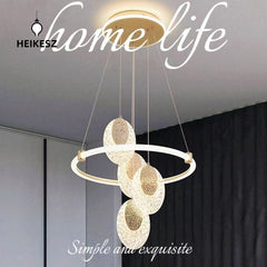 HEIKESZ Modern Acrylic 4 Head Ceiling Light Creative Gold Chandelier for Living Room Bedroom Dining Room