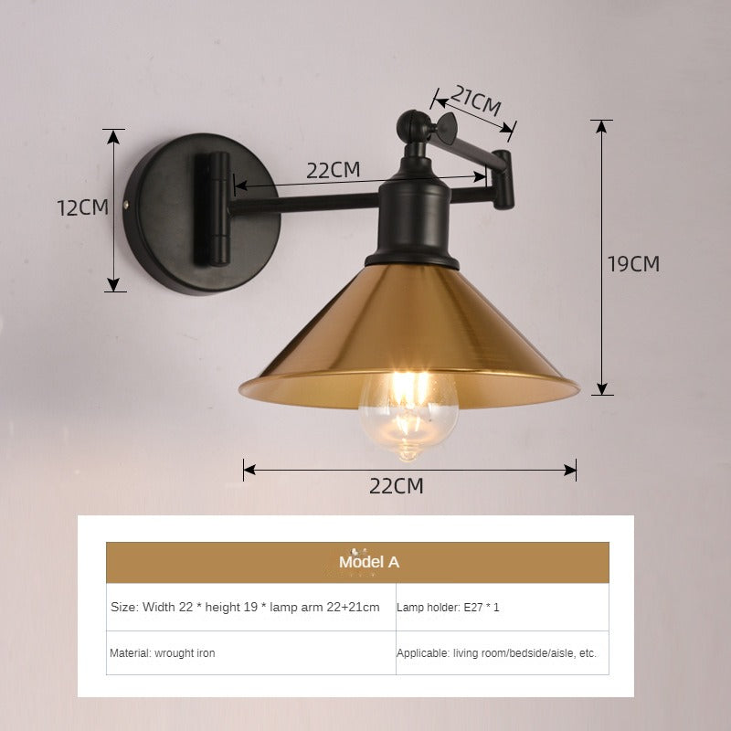 HEIKESZ In Chinese Antique Style Rocker Arm Wall Lamp Bedroom Bedside Lamp Retractable Folding Study Reading Lamp in the Living Room American Standard European Standard Wall Lamp