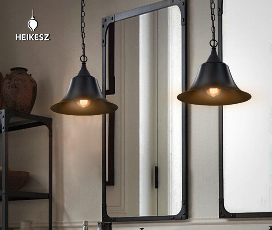 HEIKESZ Retro Personalized Creative Lighting Art Horn Industrial Style Bedroom Study Hotel Bar Restaurant Chandelier american style retro outdoor indoor retro bedroom lamp american-style Industrial wind