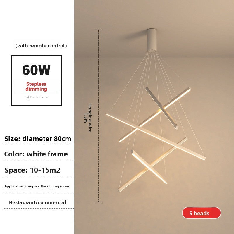 HEIKESZ Modern simple apartment loft duplex large chandelier villa empty living room long chandelier rotating staircase chandelier lamp light fixtures for celling lights