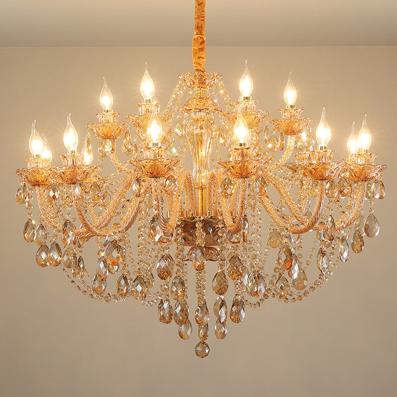 HEIKESZ French Chandelier Crystal Ceiling Light Modern Simple Living Room Bedroom Study European Restaurant Hotel Lobby Lighting Fixture