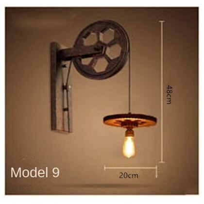 HEIKESZ 【One-year warranty, free shipping】LOFT Industrial Style Wall Lamp Restaurant and Cafe Leisure Bar Creative Pulley Lamp American Retro Bar Decoration Wall Lamp