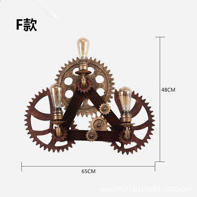 HEIKESZ Cross-Border American Retro Industrial Style Restaurant Bar Internet Coffee Personality Creative Wall Lamp Aisle Corridor Gear Decorative Light LED Light for Bedroom Night Aesthetic Room Lamp