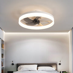 HEIKESZ Nordic Ceiling Fan Light with LED Strip Modern Minimalist Design Invisible Fan Lamp for Bedroom Dining Room Home Living Room