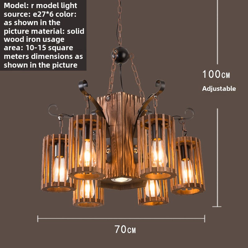 HEIKESZ Loft industrial wind chandelier American retro restaurant B & B bar bar creative personality barbecue shop wood lamps