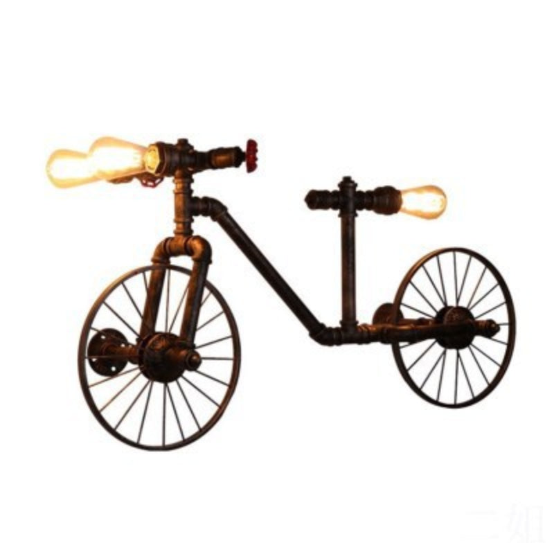HEIKESZ Nordic wrought iron retro bedroom restaurant bar industrial style creative personalized bicycle water pipe chandelier wall lamp