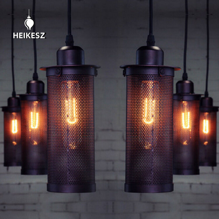 HEIKESZ Retro Industrial Style Single-Head Balcony Art Restaurant Bar Counter Attic Iron Net Explosion-Proof Creative Edison Chandelier american style retro outdoor indoor retro bedroom lamp american-style Industrial wind