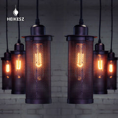 HEIKESZ Retro Industrial Style Single-Head Balcony Art Restaurant Bar Counter Attic Iron Net Explosion-Proof Creative Edison Chandelier american style retro outdoor indoor retro bedroom lamp american-style Industrial wind