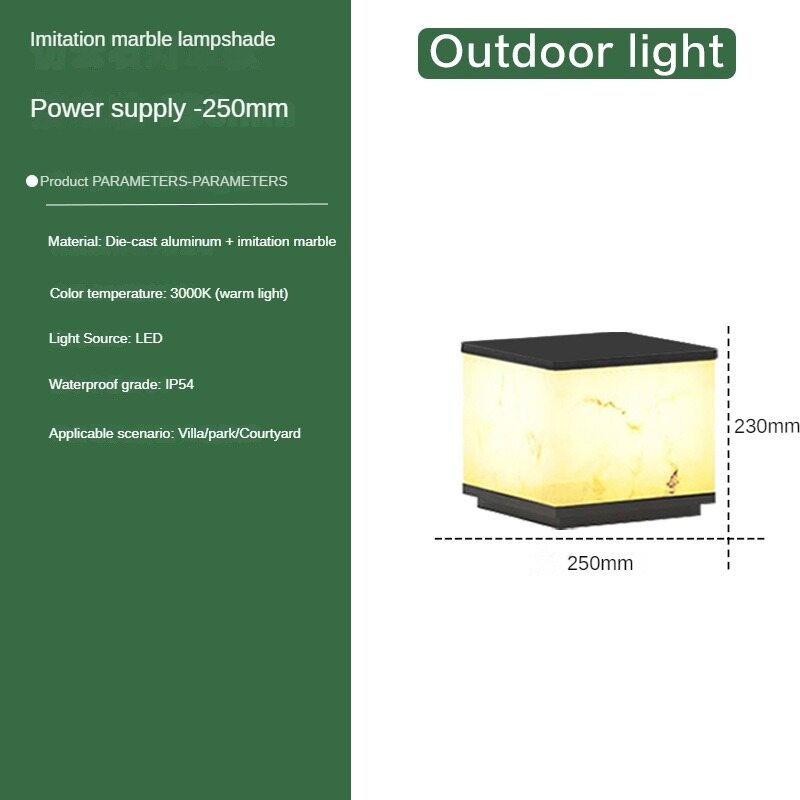 Solar Pillar Lamp Outdoor Yard Lamp Scagliola Waterproof Gate Wall Lamp Garden Decorative Pillar Door Pillar Lamp