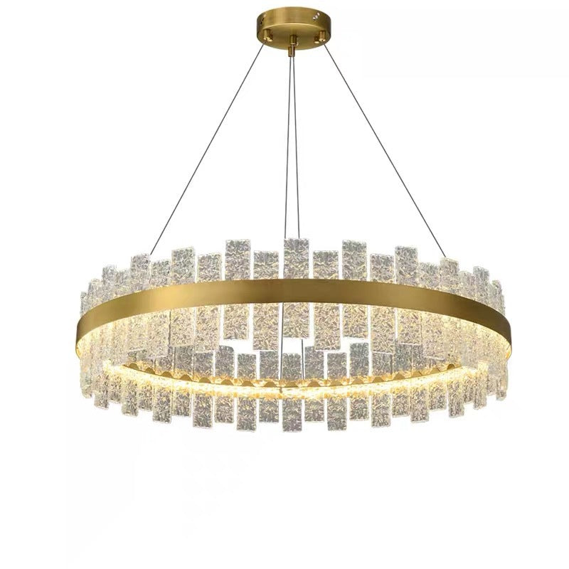 HEIKESZ Luxury Modern Ceiling Light Stainless Steel Round Chandelier for Bedroom Living Room Home Decor