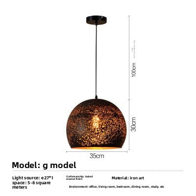 HEIKESZ Nordic Loft Retro Vintage Cafe Bar Pendant Light Wrought Iron Single Head Industrial Rustic Ceiling Lamp for Restaurant