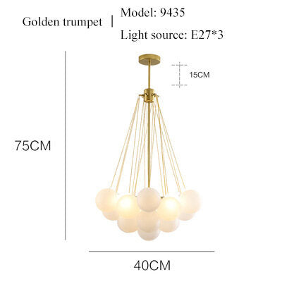 Nordic Light Luxury Glass Ball Chandelier Lamp in the Living Room Bedroom Light Model Room Lamp Clothing Store Modern Minimalist Dining Chandelier