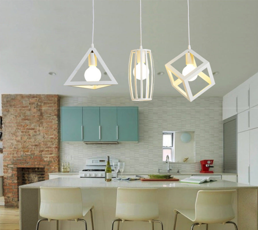 HEIKESZ Nordic Simple Chandelier Restaurant Coffee Shop Creative Wrought Iron Small Droplight Bar Snack Milk Tea Shop Single Head Special Offer Light LED Light for Bedroom Night Aesthetic Room Lamp