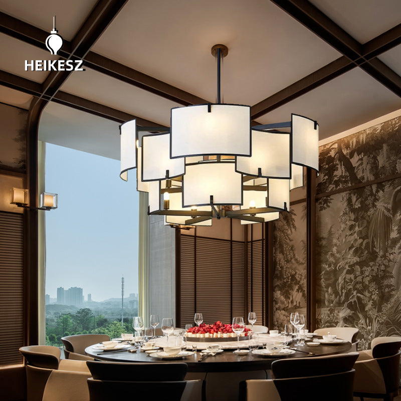 HEIKESZ Zen new Chinese tile living room dining room bedroom simple wrought iron chandelier unique designer lighting lamp light fixtures for celling lighting