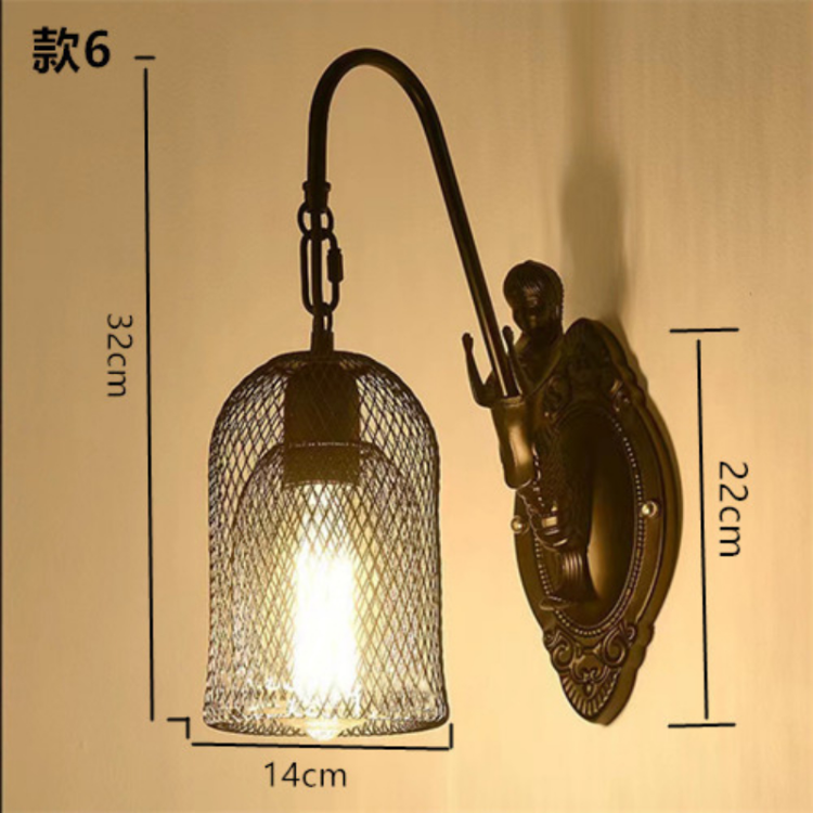 HEIKESZ Cross-Border American Retro Industrial Guest Restaurant Studio Aisle Corridor Tea Room Milk Tea Coffee Shop Bar Counter Wall Lamp LED Light for Bedroom Night Aesthetic Room Lamp